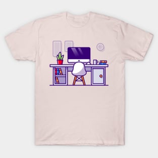 Workspace Cartoon Illustration T-Shirt